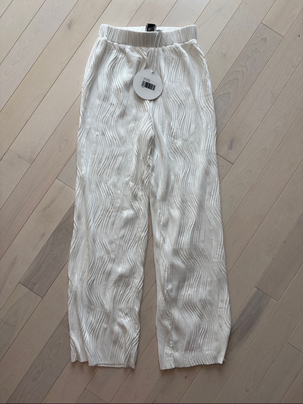 Princess Polly Textured White Wide Leg Pants